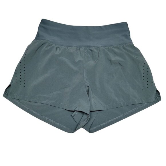 H&M Shorts Mesh Zip Drawstring Athletic Summer Womens XS Blue Green Tiny Small - Picture 1 of 10